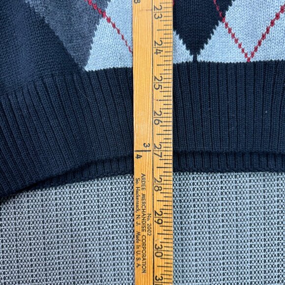David Taylor mens Argyle Sweater L/G pull over crew neck Black/Grey/Red pattern - Picture 5 of 9